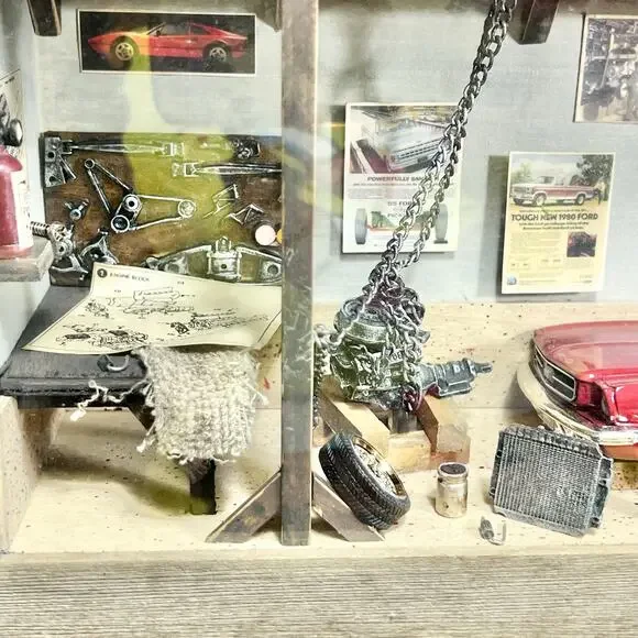 The Window Pane Curio Collection Mustang Car Garage Miniature Model Diorama 2002 - Picture 5 of 16